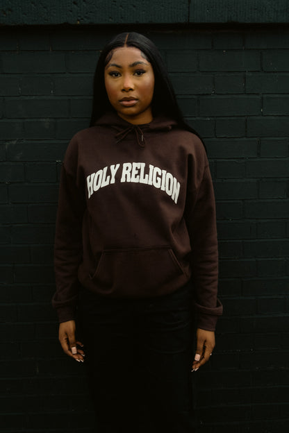 FAITH OVER FEAR HOODIE | CHOCOLATE / WHITE