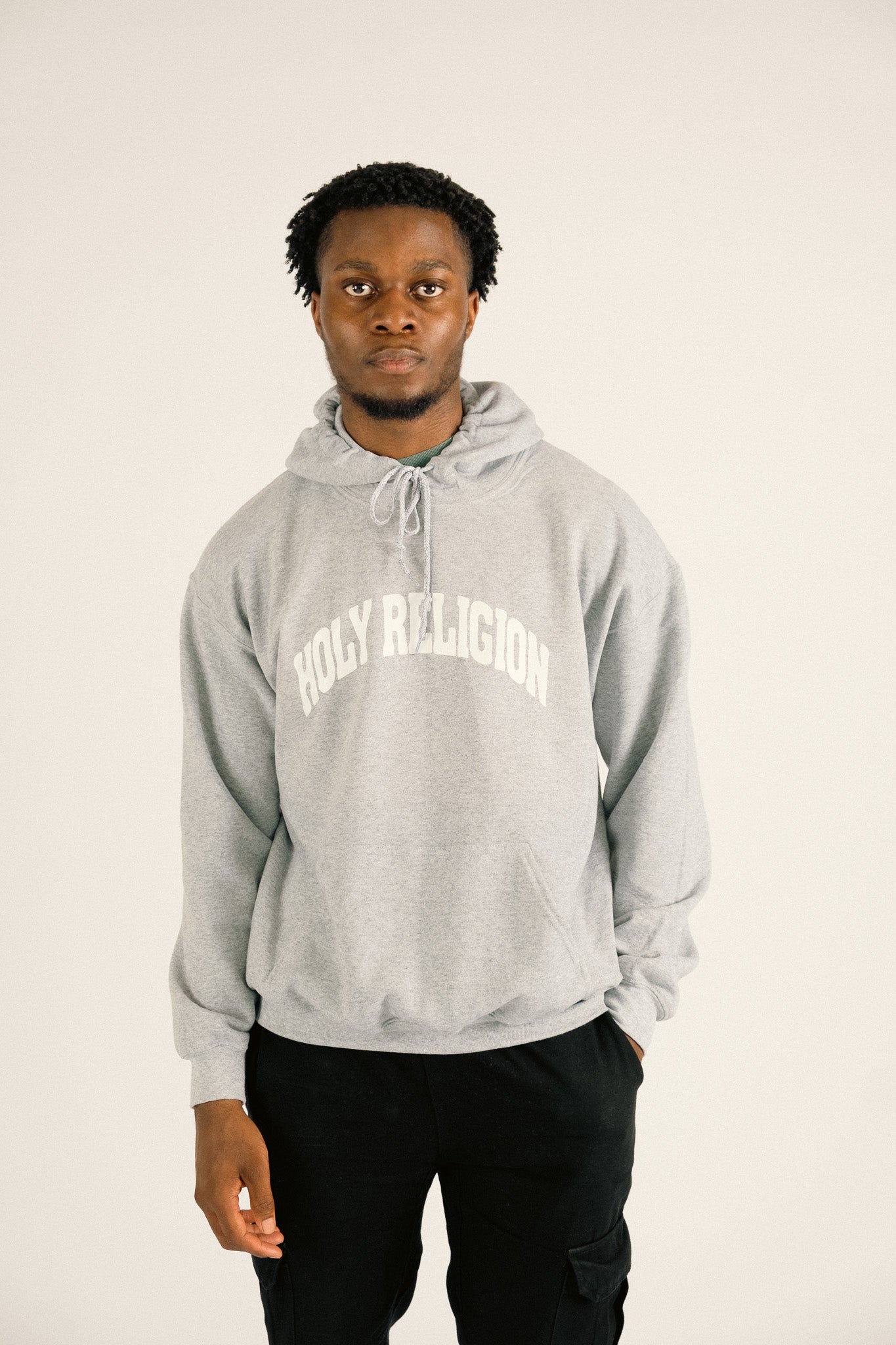 PRAYER DEFEATS PANIC HOODIE | GREY / WHITE