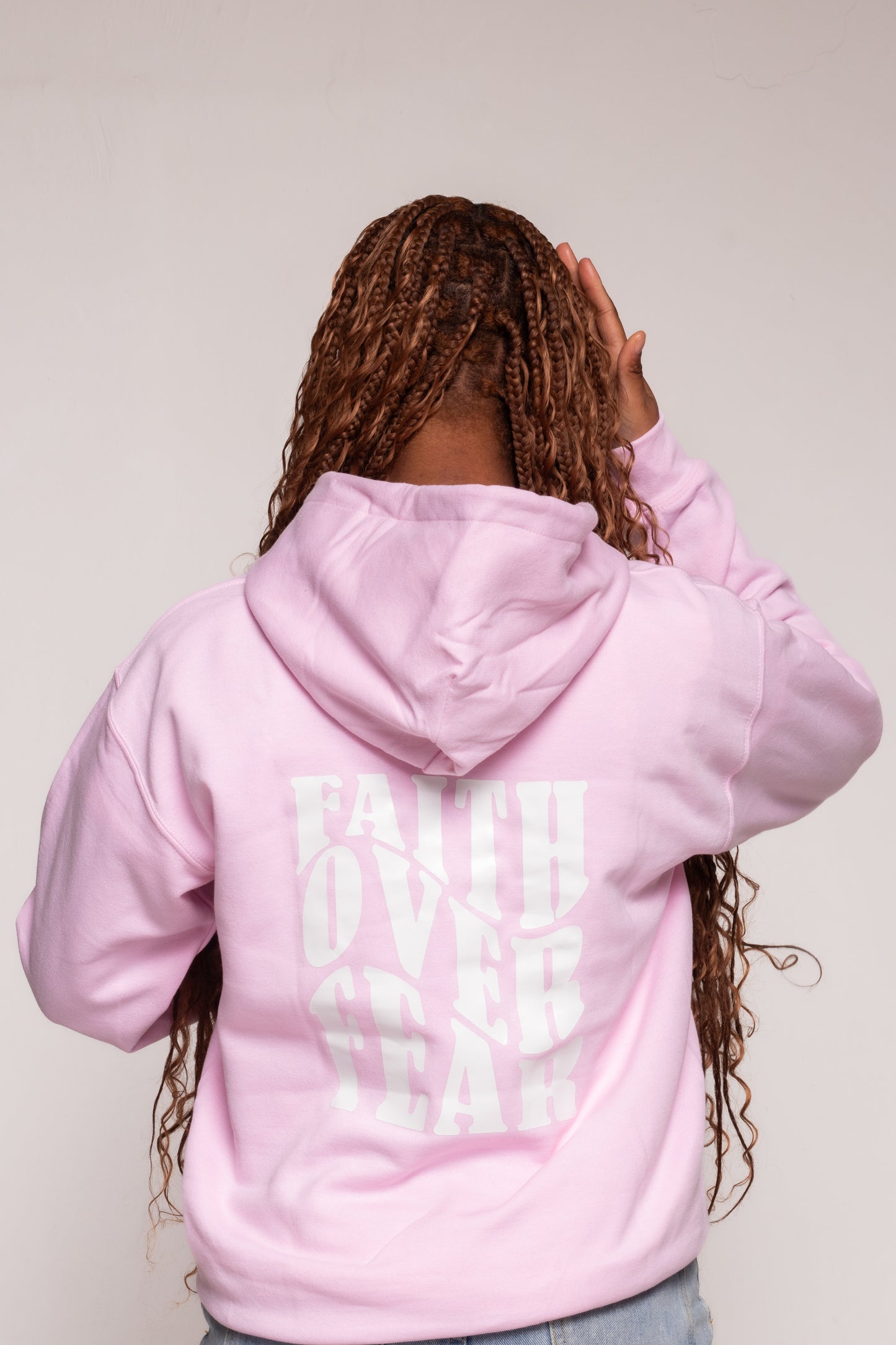 FAITH OVER FEAR HOODIE | PINK / WHITE