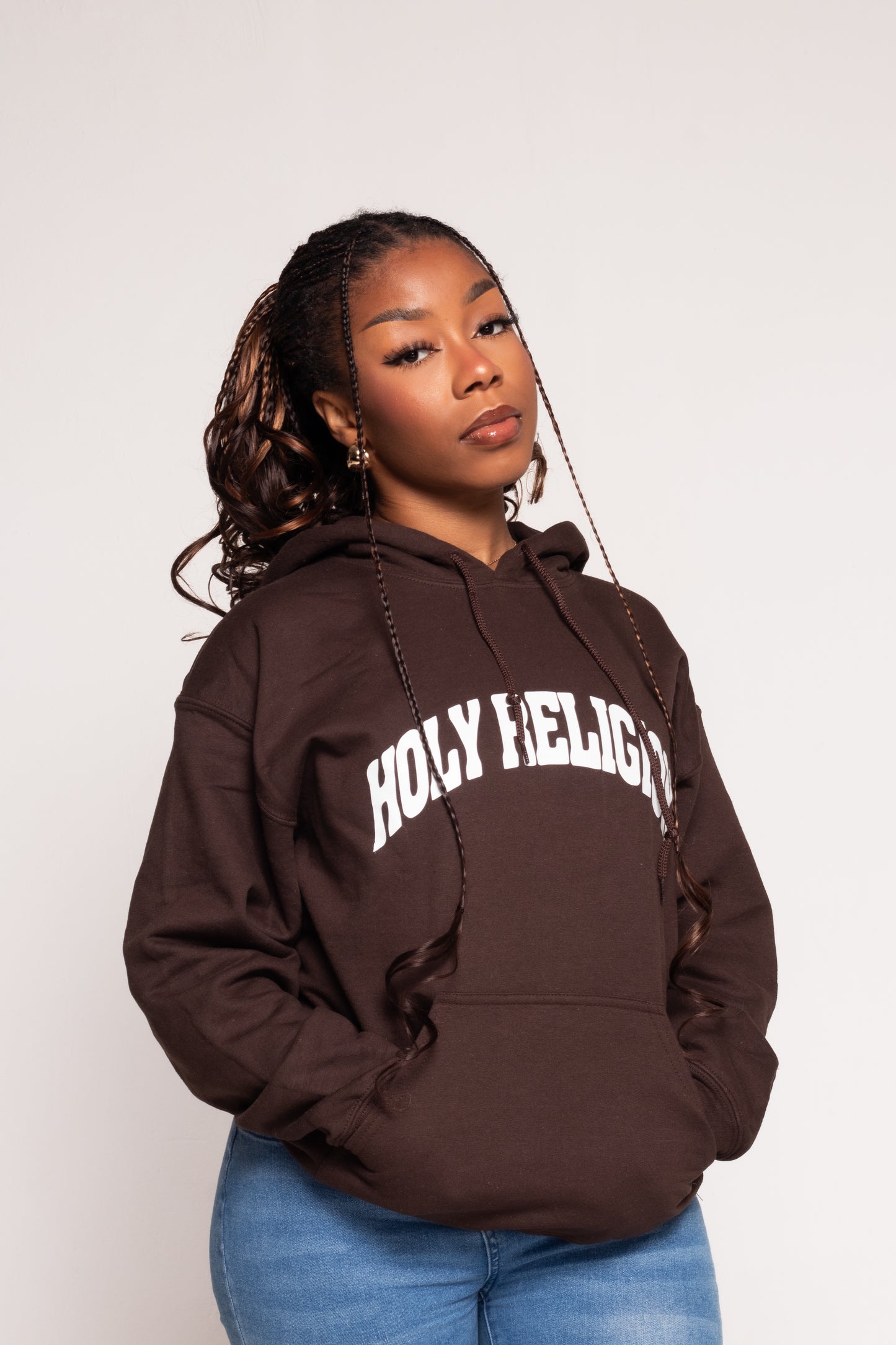 FAITH OVER FEAR HOODIE | CHOCOLATE / WHITE