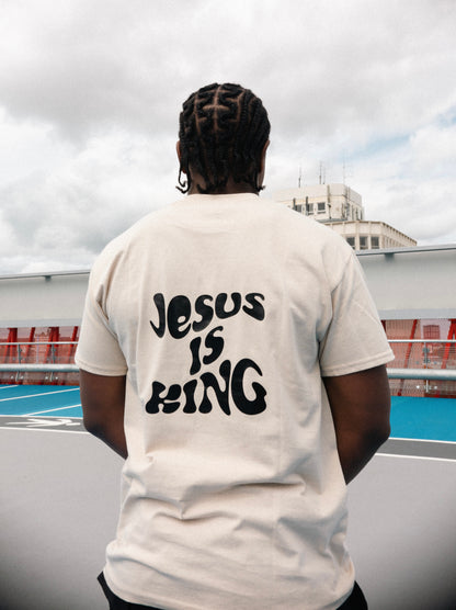 JESUS IS KING TEE | SAND / BLACK