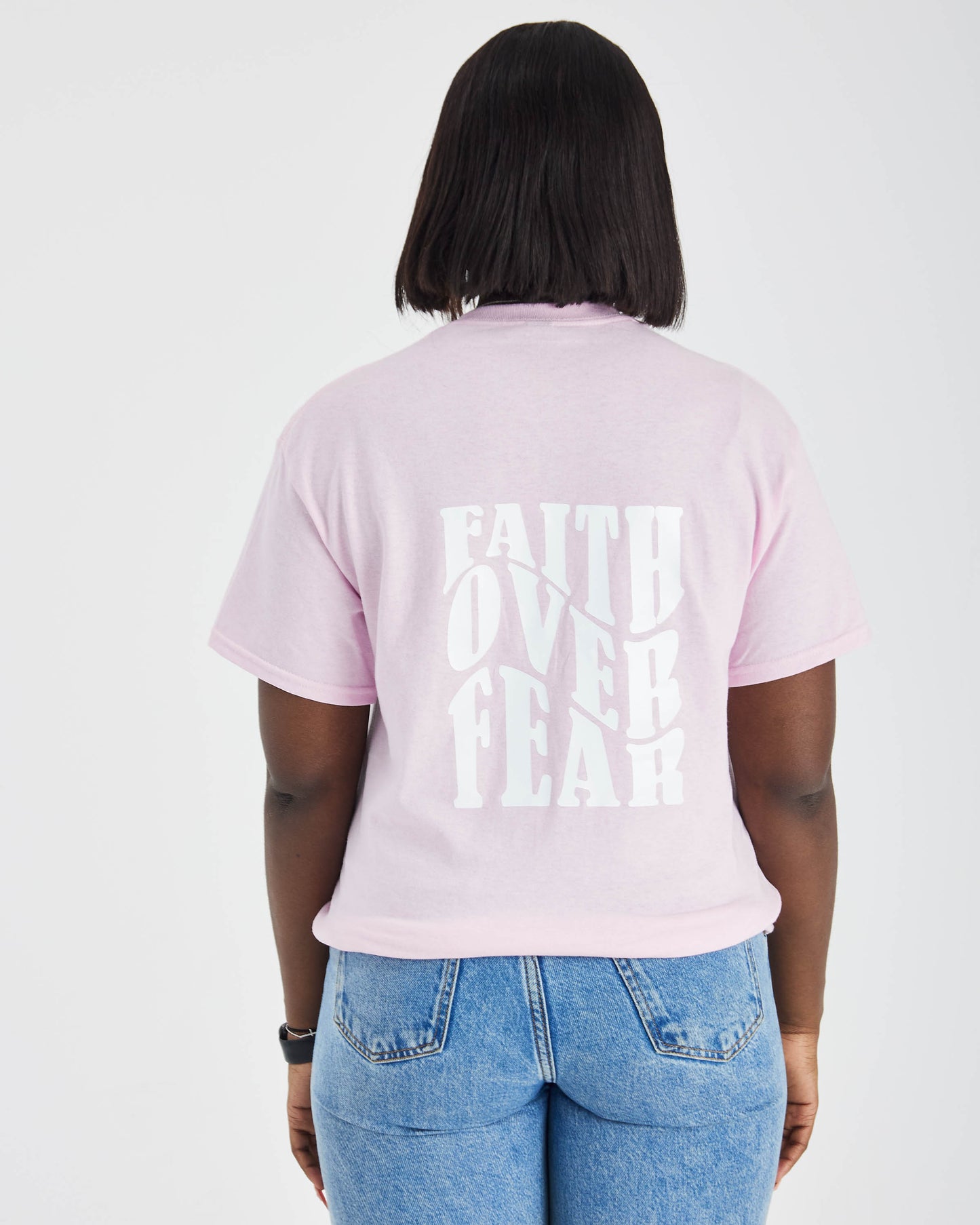 FAITH OVER FEAR TEE | PINK / WHITE