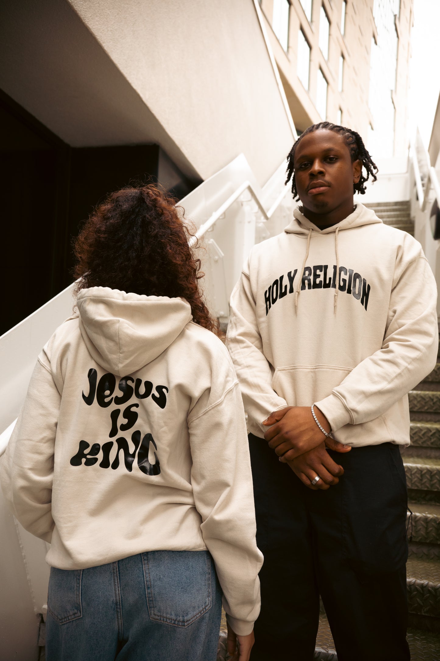 JESUS IS KING HOODIE | SAND / BLACK