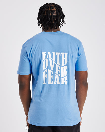 FAITH OVER FEAR TEE | SKY BLUE / WHITE