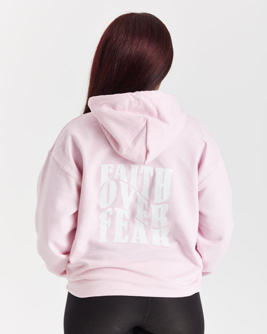 FAITH OVER FEAR HOODIE | PINK / WHITE