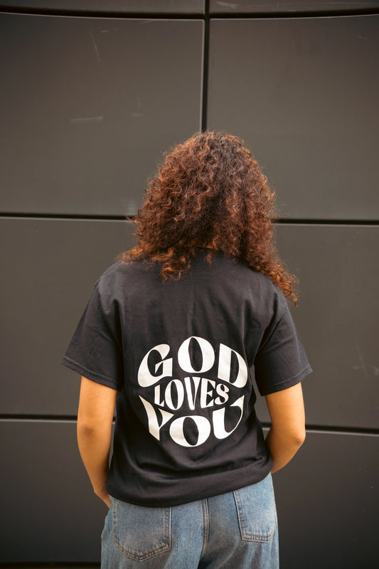 GOD LOVES YOU TEE | BLACK / WHITE