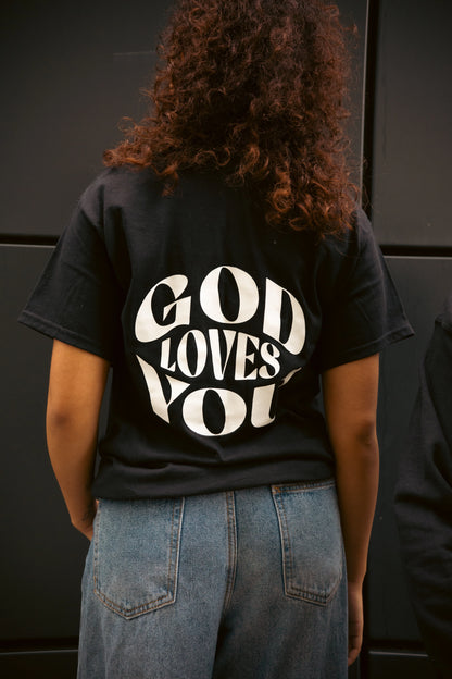 GOD LOVES YOU TEE | BLACK / WHITE