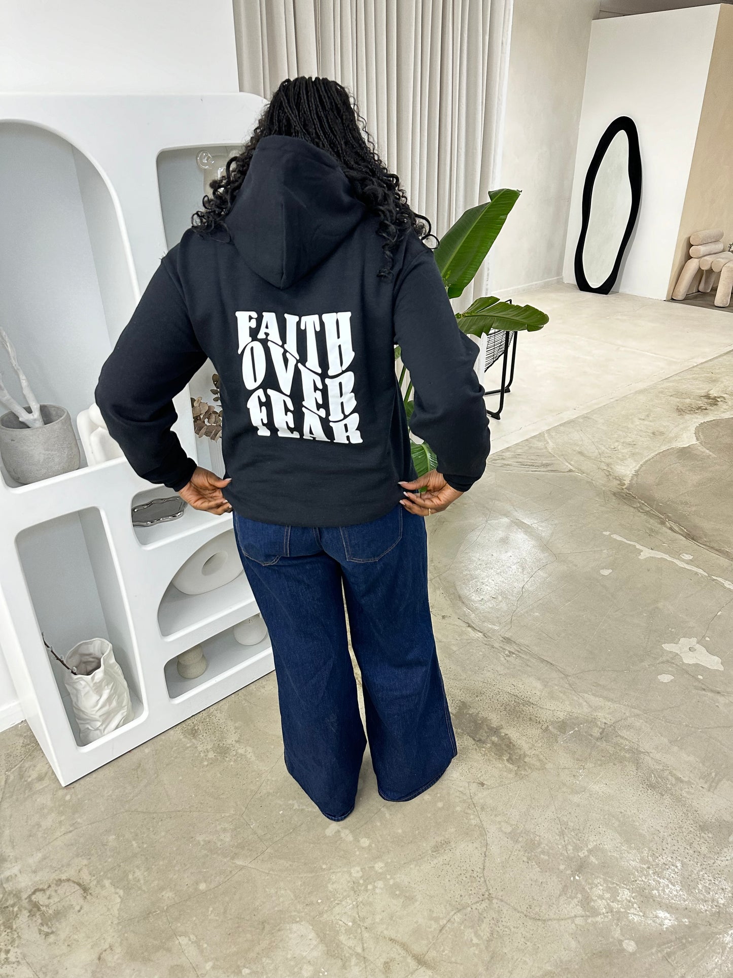 FAITH OVER FEAR HOODIE | BLACK / WHITE