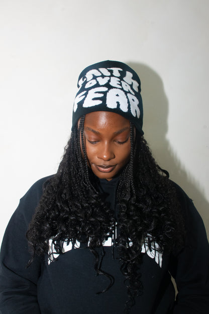 FAITH OVER FEAR PREMIUM BEANIE | BLACK/WHITE