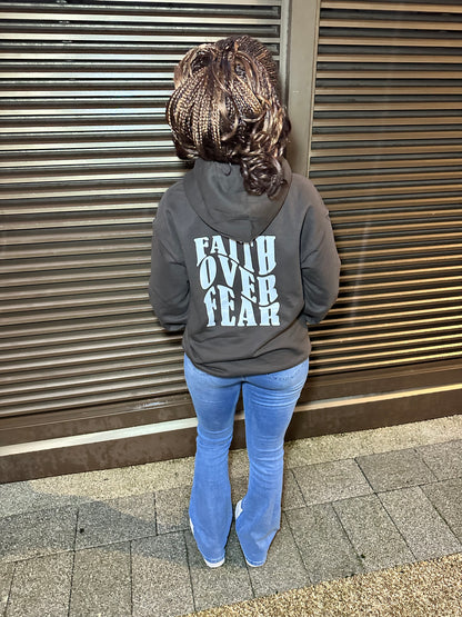 FAITH OVER FEAR HOODIE | CHOCOLATE / WHITE